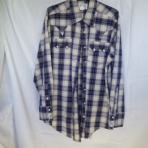 Mens western Plaid Long sleeved shirt